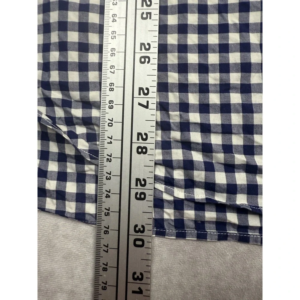J. Crew Navy and White Gingham Button-Down Shirt